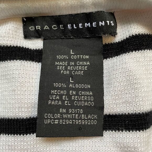 Women’s Grace Elements Large Black and White Striped Sweater - Picture 3 of 3